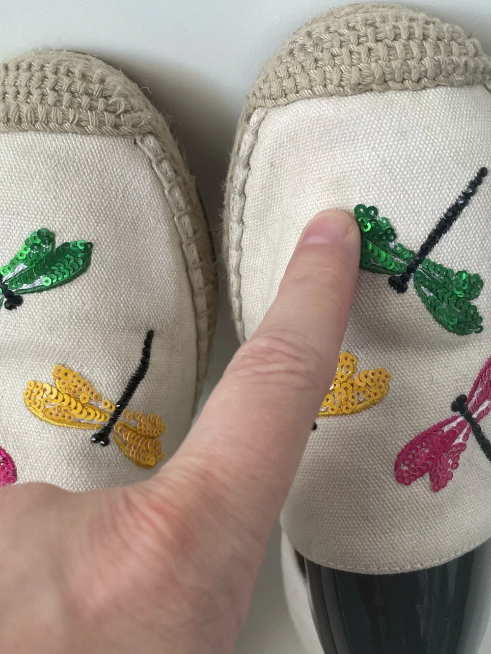 Kate Spade Dragonfly Espadrille Flats Size 8 Embroidered Beaded Jute Whimsy